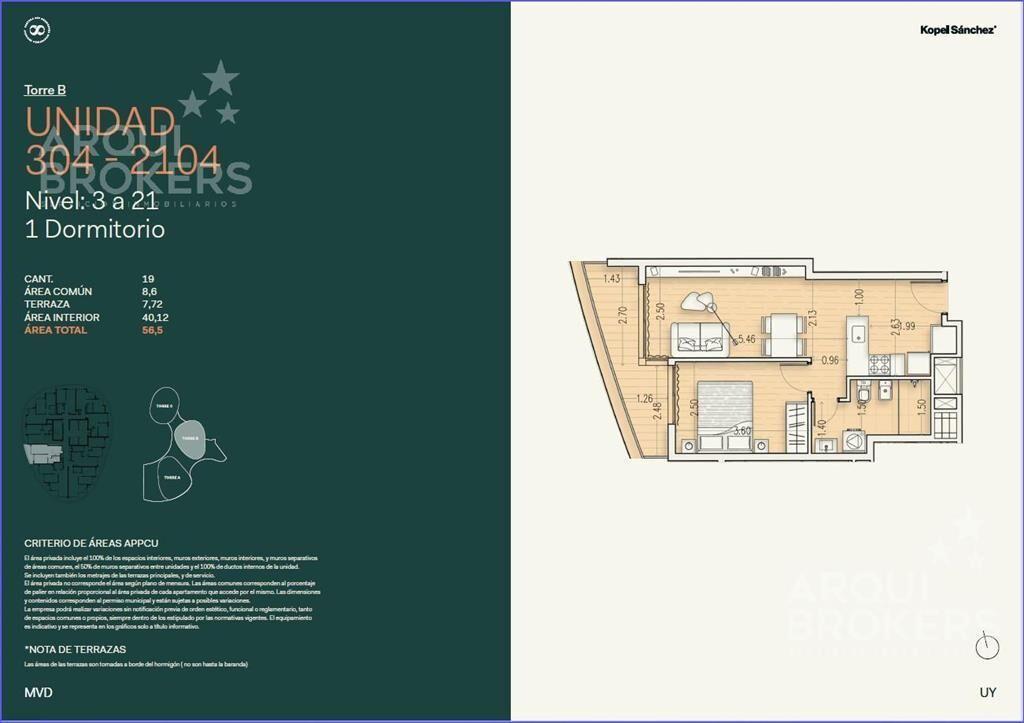 Apartamento de un dormitorio en venta en Buceo - 1904B