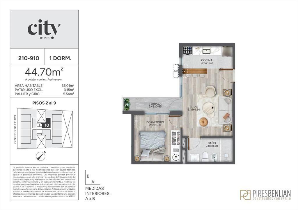 Venta Apartamento 1 Dormitorio en Cordón