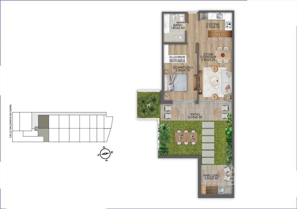 Apartamento de un dormitorio en venta en Puerto Buceo - 002