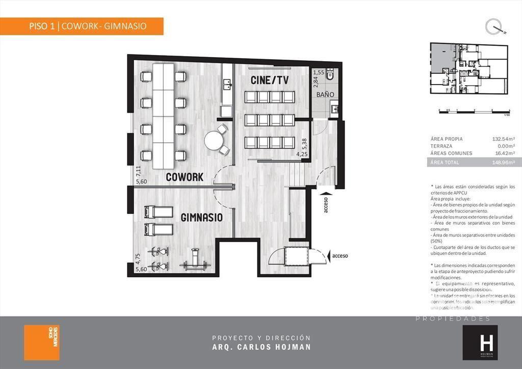 Alquiler apartamento 1 dormitorio con patio en Cordón