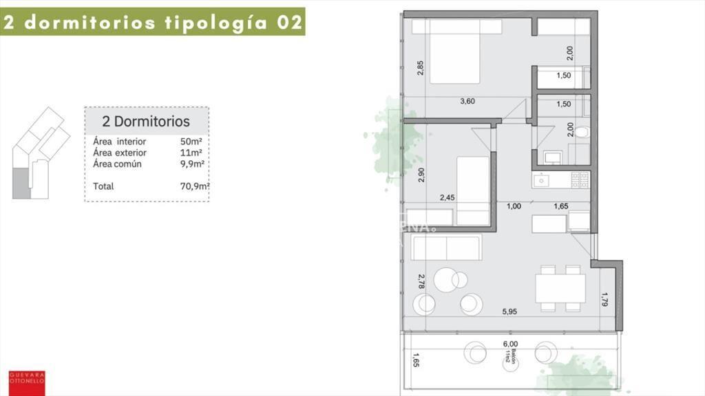 Apartamento en venta de 1 dormitorio, Punta Del