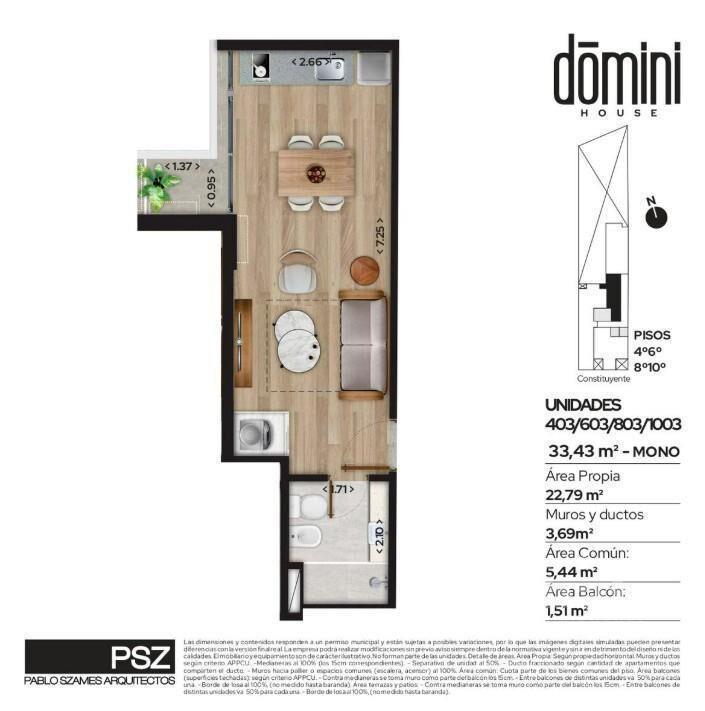 Venta Monoambiente con terraza en Cordón, Montevideo
