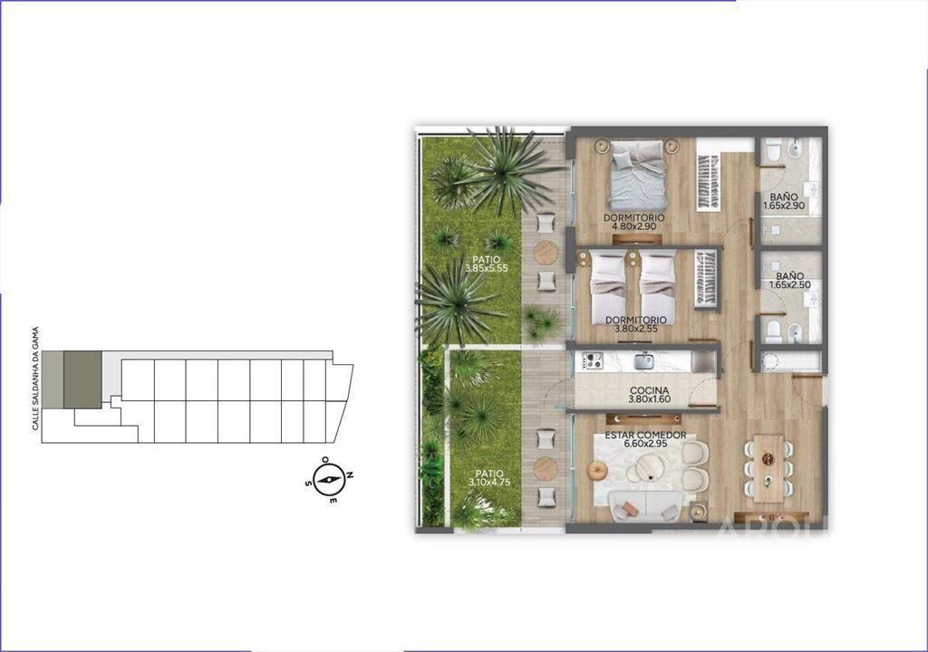 Apartamento de 2 dormitorios en venta en Puerto Buceo - 001