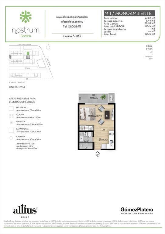 VENTA MONOAMBIENTE NOSTRUM GARDEN PRADO