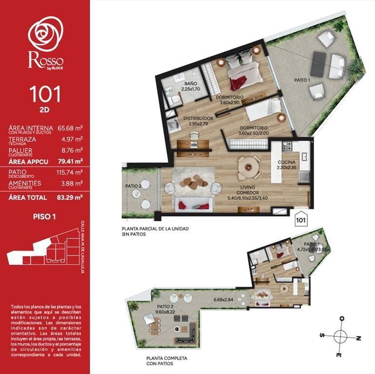 Venta Apartamento 2 Dorm Con Patio Rosso Marzo2028