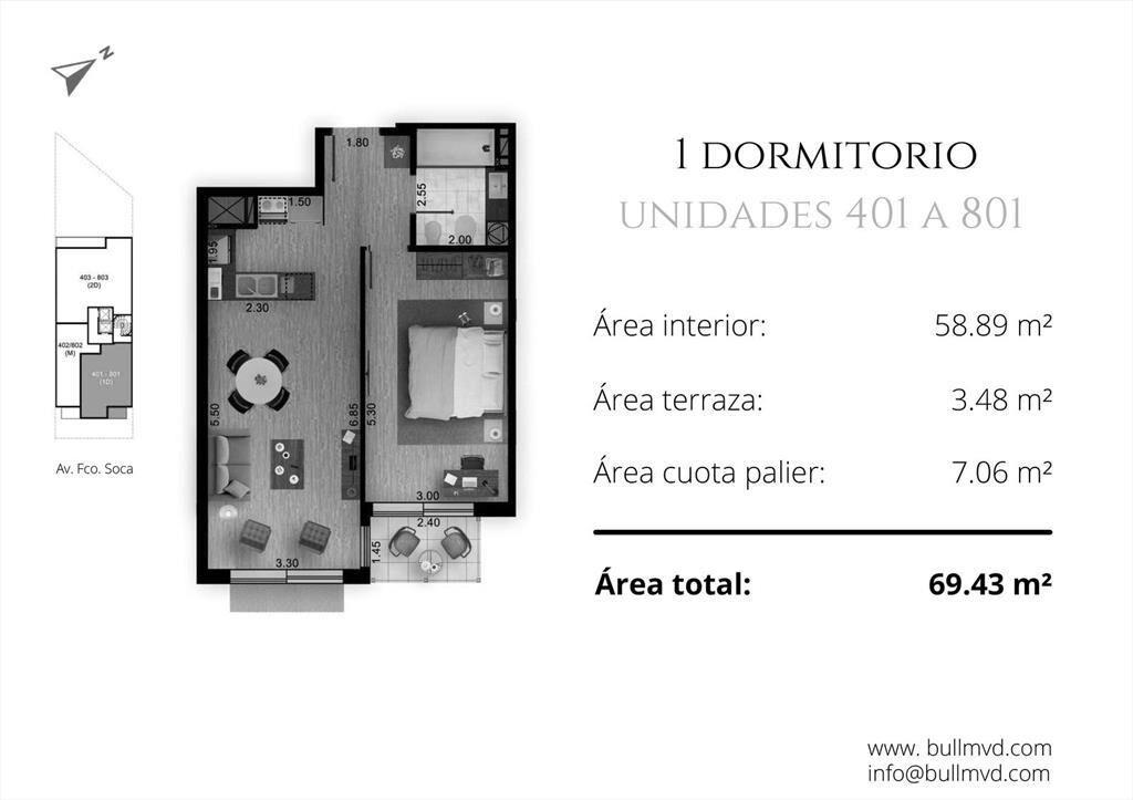 Venta Apartamento 1 Dormitorio con Renta en Pocitos