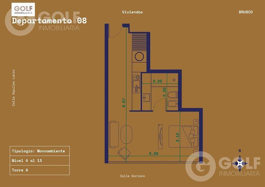 VENTA DE APARTAMENTO MONOAMBIENTE EN CENTRO