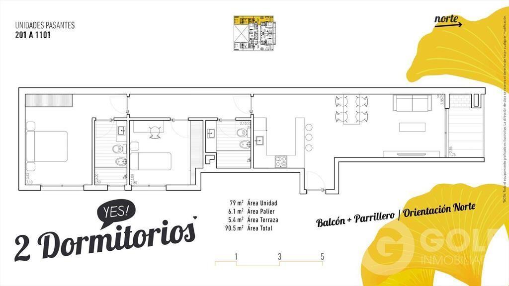 Venta de Apartamento 2 Dormitorios con Parrillero en Parque