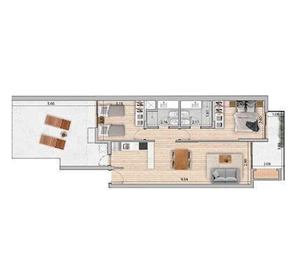 Apartamento de dos dormitorios con patio en venta en Malvín
