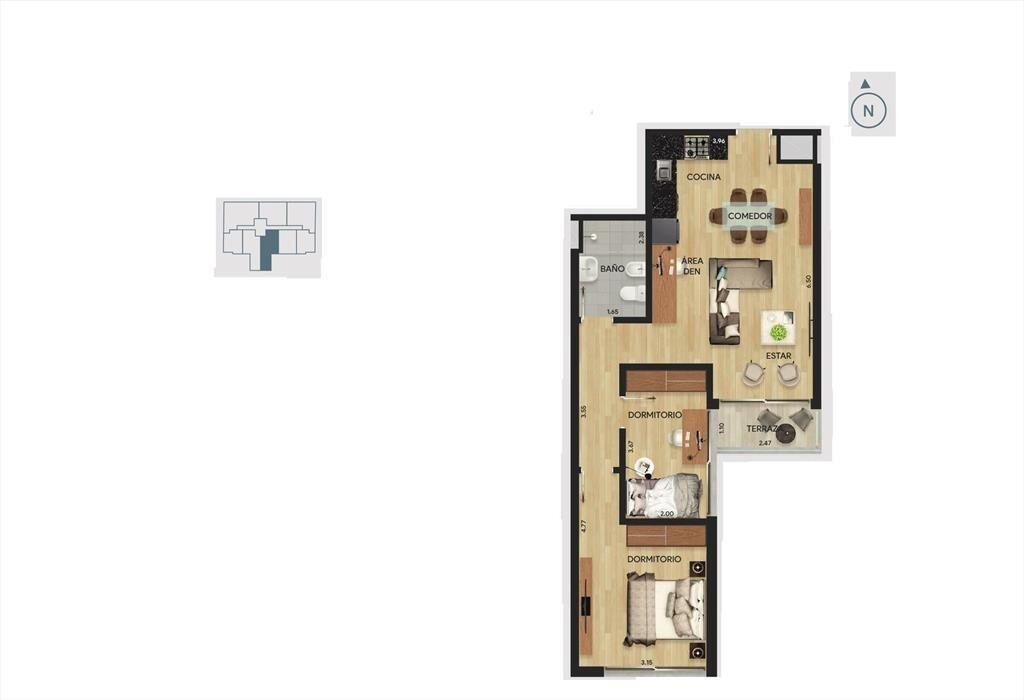 Apartamento de dos dormitorios en venta en Parque Batlle -