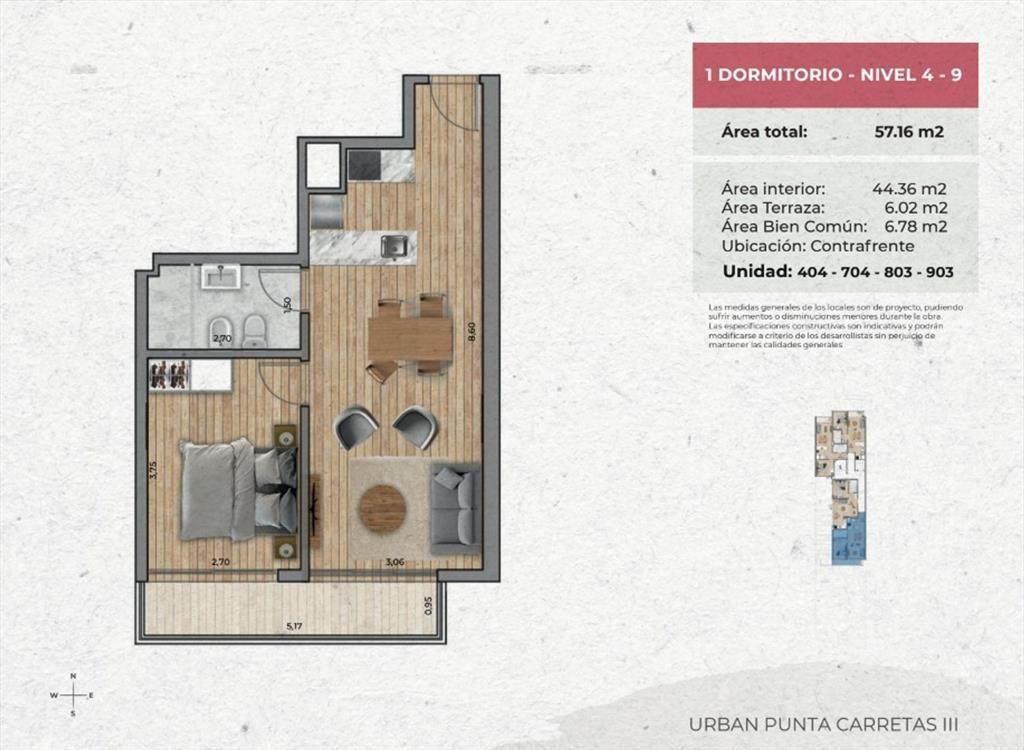 VENTA Apartamento de 1 dormitorio PUNTA CARRETAS