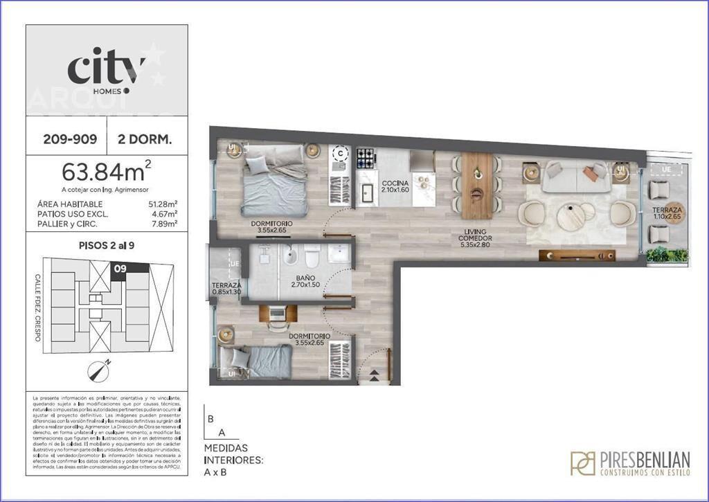 Apartamento de dos dormitorios en venta en Cordón - 909