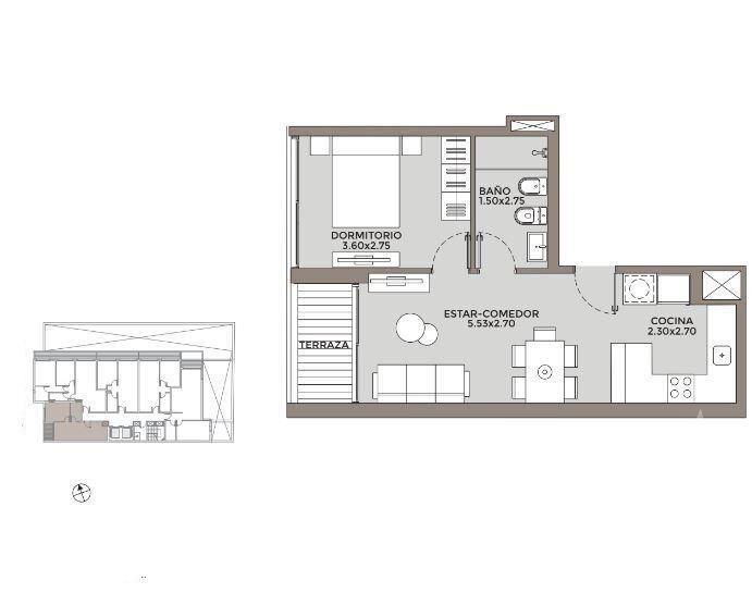 Venta apartamento un dormitorio en Pocitos - 1101