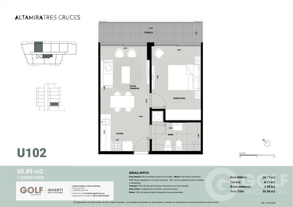 Venta de apartamento de 1 dormitorio en Tres Cruces