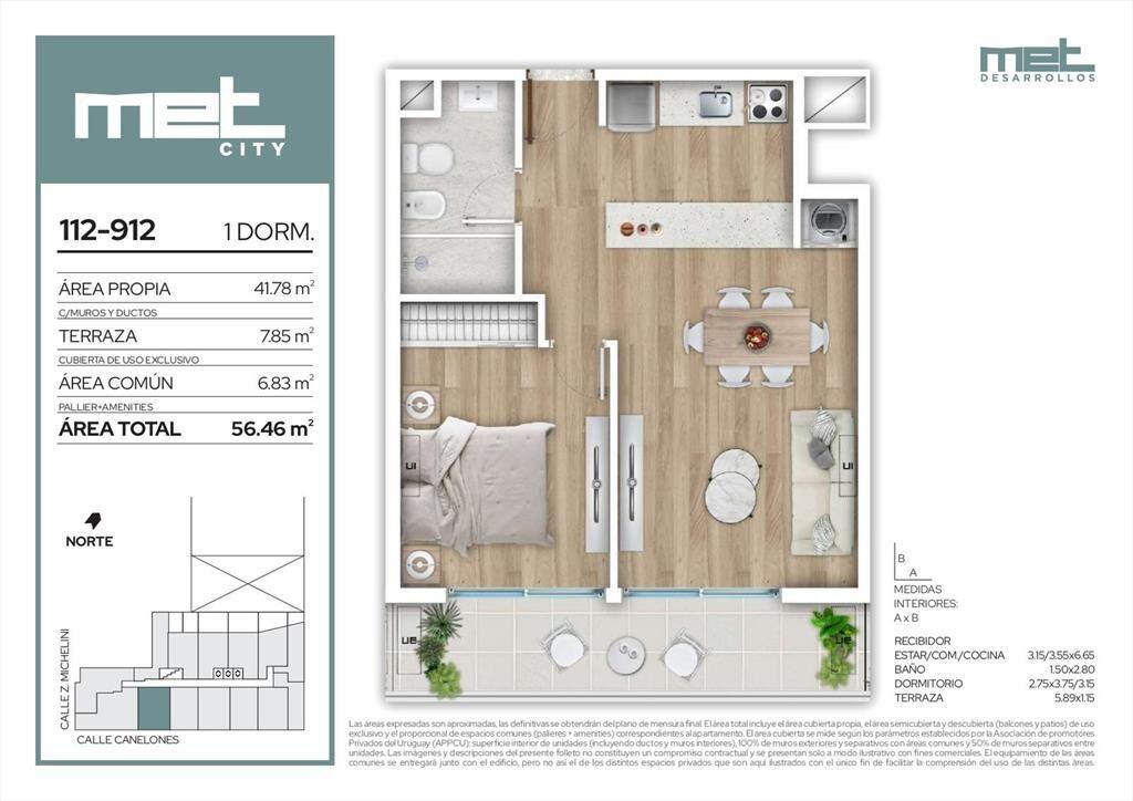 Venta Apartamento 1 Dormitorio en Barrio Sur