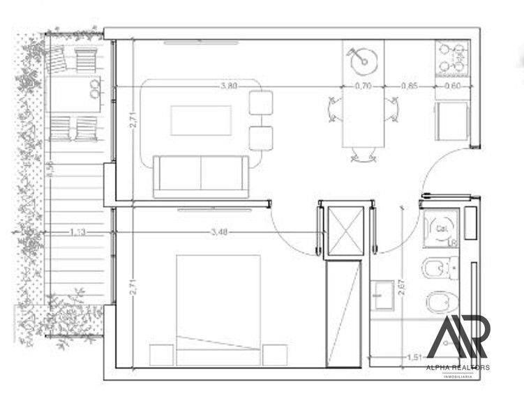 Venta de moderno apartamento de 1 dormitorio, con terraz...