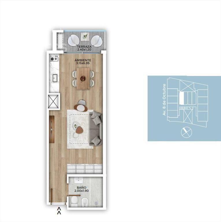Apartamento monoambiente en venta con renta en La Blanquead