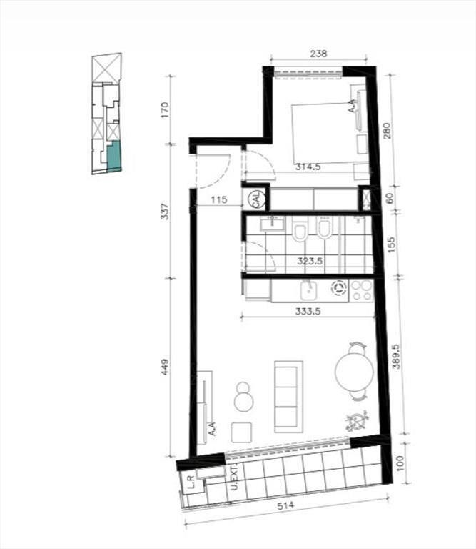 Venta apartamento 1 dormitorio en Cordón
